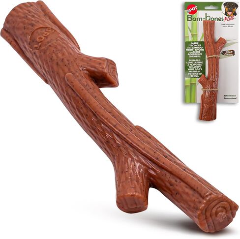 SPOT Bam-Bones Plus Branch -Bamboo Fiber & Nylon, Durable Long Lasting Dog Chew for Aggressive Chewers – Great Toy for Adult Dogs & Teething Puppies Under 60lbs, Non-Splintering, 5.75in, Beef Flavor in Kuwait