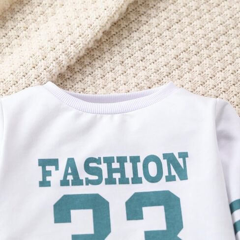 Toddler Boys Clothes Letter Graphic Sweatshirt Top + Sweatpants 2PC Fall Winter Outfits Pant Set in Saudi Arabia