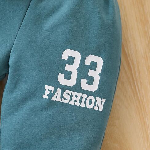 Toddler Boys Clothes Letter Graphic Sweatshirt Top + Sweatpants 2PC Fall Winter Outfits Pant Set in Saudi Arabia