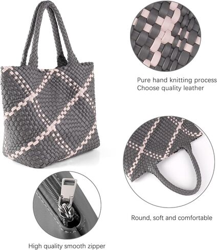 حقيبة يد منسوجة من جلد البولي يوريثان للنساء مع محفظة، حقيبة كتف كبيرة ناعمة، حقيبة مصنوعة يدويًا، حقيبة صيفية للشاطئ تحت الإبط in Kuwait