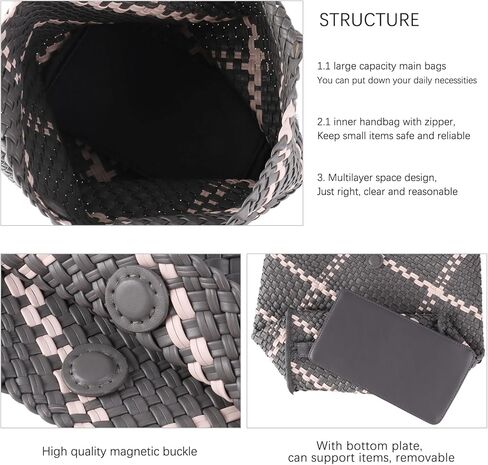 حقيبة يد منسوجة من جلد البولي يوريثان للنساء مع محفظة، حقيبة كتف كبيرة ناعمة، حقيبة مصنوعة يدويًا، حقيبة صيفية للشاطئ تحت الإبط in Kuwait