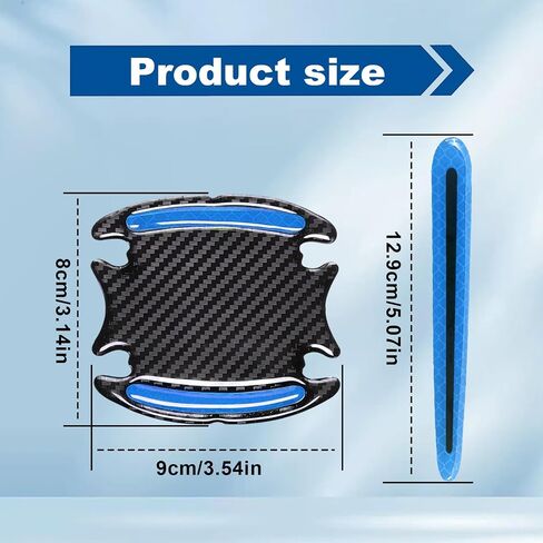 8pcs Car Door Handle Paint Scratch Protector Sticker, Universal 3D Carbon Fiber Auto Door Handle Scratch Cover Guard, Protective Film Pad with Safety Reflective Strips(Red) in Saudi Arabia