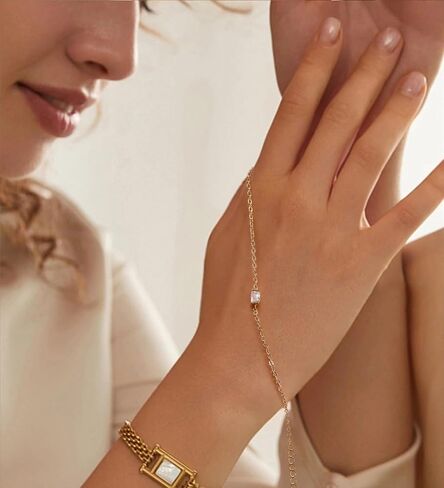 MJust Gold Birthstone Bracelets for Women Link Birthstone Bracelets Jewelry Birthday Gifts Valentine's Day Mother's Day Gifts for Mom Wife Anniversary Jewelry in Kuwait