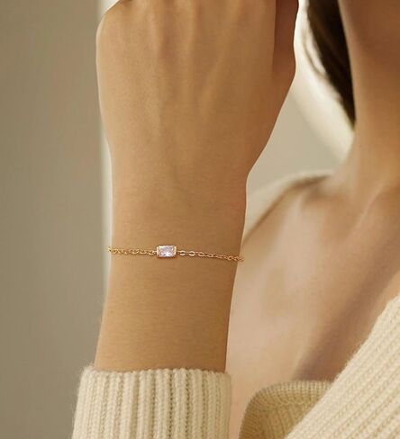 MJust Gold Birthstone Bracelets for Women Link Birthstone Bracelets Jewelry Birthday Gifts Valentine's Day Mother's Day Gifts for Mom Wife Anniversary Jewelry in Kuwait