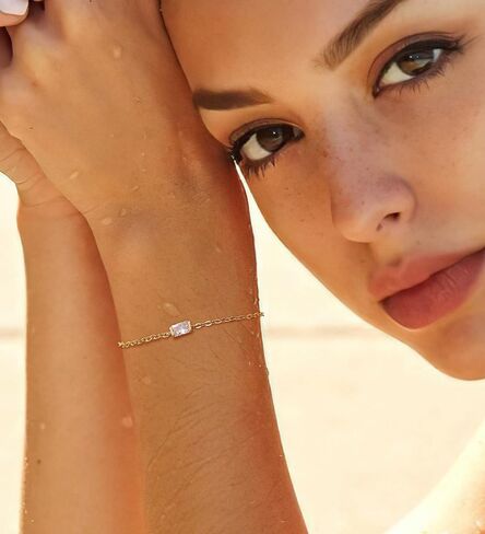 MJust Gold Birthstone Bracelets for Women Link Birthstone Bracelets Jewelry Birthday Gifts Valentine's Day Mother's Day Gifts for Mom Wife Anniversary Jewelry in Kuwait