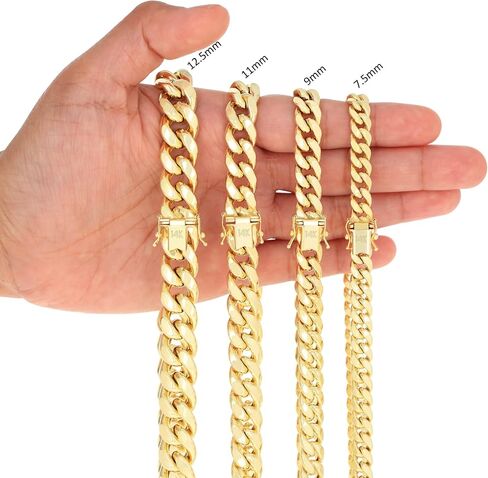 Nuragold 14K Yellow Gold Miami Cuban Link Chain Bracelet/Lengths 7" 7.5" 8" 8.5" 9" / Widths 3mm - 12.5mm / Italian Made Jewelry for Men and Women in Kuwait