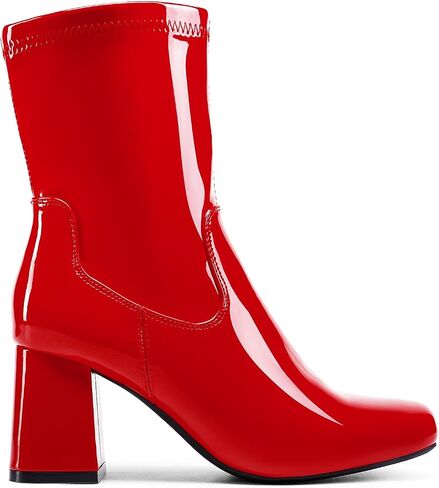 DREAM PAIRS Women's Go Go Boots Mid Calf Low Block Heel Boots Zipper Square Toe Ankle Boots For Party Cosplay Dance in Saudi Arabia