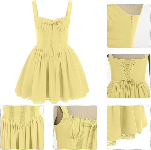 Corset Dresses for Women Spaghetti Straps Short Mini Floral Lace Bustier Dress Summer Boho Sundress in Saudi Arabia