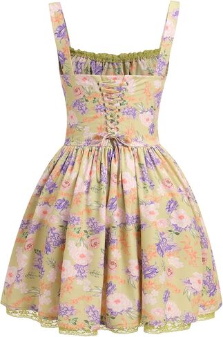 Corset Dresses for Women Spaghetti Straps Short Mini Floral Lace Bustier Dress Summer Boho Sundress in Saudi Arabia