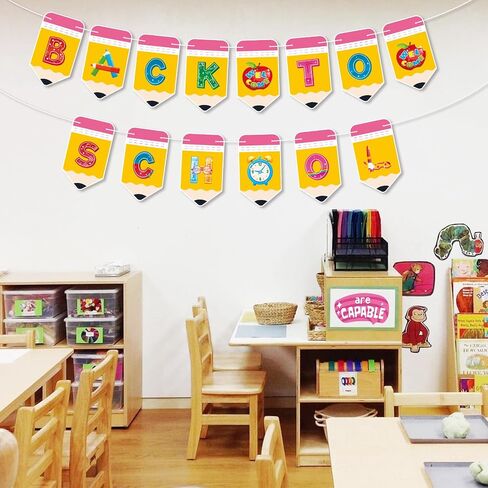 Back to School Banner Pencil Banner Welcome Back to School Decorations First Day of School Banner Classroom Welcome Banner First Day of School Kindergarten Preschool Classroom Decor in Saudi Arabia