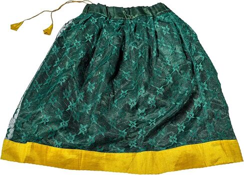 مجموعة ليهينغا تشولي من المناديل الذهبية والشبكة الخضراء من الهند، مجموعة ليهينغا تشولي للأطفال، ملابس الحفلات بأكمام قصيرة من ليهينغا تشولي in Kuwait