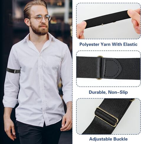 Elastic Adjustable Armband, Unisex Anti-Slip Shirt Sleeve Holders Shirt Long Sleeve Holders Garters Armbands in Saudi Arabia