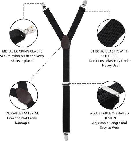 1 Pair Shirt Stays for Men, Adjustable Elastic Dress Shirt Garters Holder Straps with Non-slip Clips Y-Style Shirt Stays in Saudi Arabia