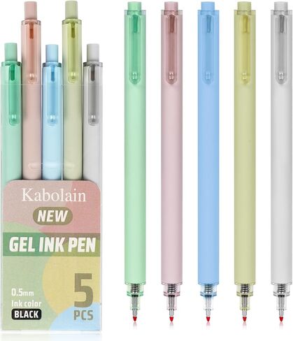 أقلام جل لطيفة باللون الأسود، رأس رفيع 0.5 مم للكتابة السلسة، حبر سريع الجفاف، أقلام كتابة ناعمة ذات نقاط دقيقة، مثالية لليوميات، وتدوين الملاحظات، والمدرسة، والاستخدام المكتبي. in Kuwait