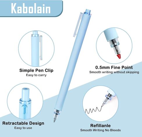 أقلام جل لطيفة باللون الأسود، رأس رفيع 0.5 مم للكتابة السلسة، حبر سريع الجفاف، أقلام كتابة ناعمة ذات نقاط دقيقة، مثالية لليوميات، وتدوين الملاحظات، والمدرسة، والاستخدام المكتبي. in Kuwait