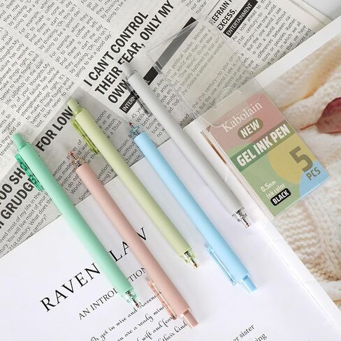 أقلام جل لطيفة باللون الأسود، رأس رفيع 0.5 مم للكتابة السلسة، حبر سريع الجفاف، أقلام كتابة ناعمة ذات نقاط دقيقة، مثالية لليوميات، وتدوين الملاحظات، والمدرسة، والاستخدام المكتبي. in Kuwait