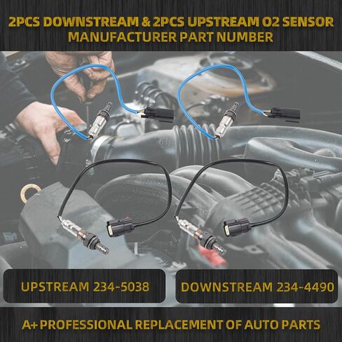 مستشعر الأكسجين Dasbecan 234-5038 234-4490 O2 4 قطع متوافق مع Explorer Ford F150 F-150 3.5L 3.7L Mustang Edge Escape Fusion Flex Taurus MKZ MKX MKT MKS 2010-2016 Upstream & Downstream in Saudi Arabia