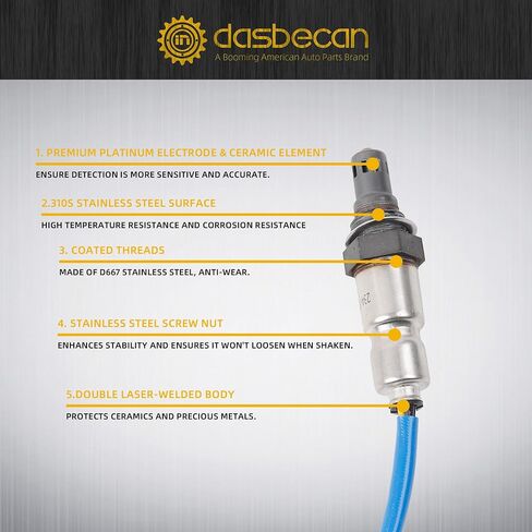 مستشعر الأكسجين Dasbecan 234-5038 234-4490 O2 4 قطع متوافق مع Explorer Ford F150 F-150 3.5L 3.7L Mustang Edge Escape Fusion Flex Taurus MKZ MKX MKT MKS 2010-2016 Upstream & Downstream in Saudi Arabia