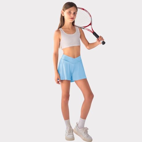 Girls Flowy Shorts 2 Pieces with Pockets Crossover Butterfly Athletic Running Skort Sports 2 in 1 Preppy Clothes in Saudi Arabia