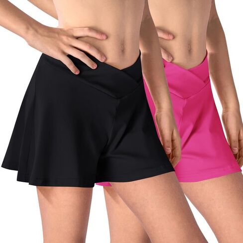 Girls Flowy Shorts 2 Pieces with Pockets Crossover Butterfly Athletic Running Skort Sports 2 in 1 Preppy Clothes in Saudi Arabia