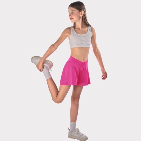 Girls Flowy Shorts 2 Pieces with Pockets Crossover Butterfly Athletic Running Skort Sports 2 in 1 Preppy Clothes in Saudi Arabia