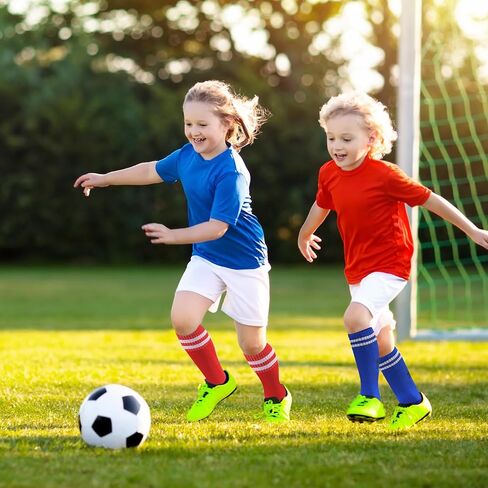 6 Pairs Kids Soccer Socks, Striped Knee High Tube Socks, Grip Soccer Socks with Anti-slip Grip Pads for Kids Boys Girls Youth 6-12 Years Old in Saudi Arabia