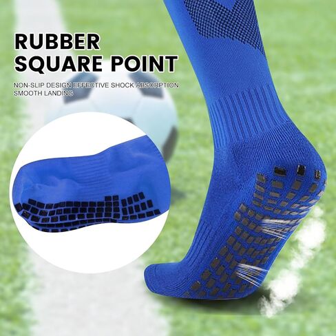 6 Pairs Kids Soccer Socks, Striped Knee High Tube Socks, Grip Soccer Socks with Anti-slip Grip Pads for Kids Boys Girls Youth 6-12 Years Old in Saudi Arabia