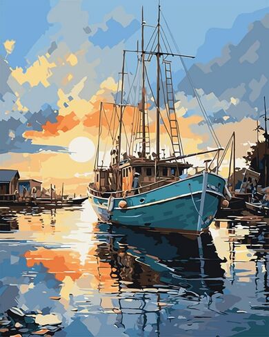 CaptainCrafts Paint by Number for Adults, DIY Oil Painting Paint by Numbers Home Decro Landscape 16x20 INCH (Sailing Home, Frameless) in Saudi Arabia