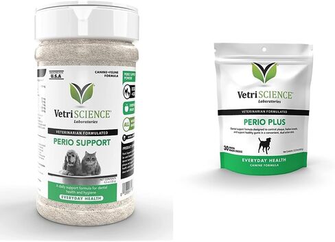VetriScience Healthy Mouth Dog Dental Powder, Perio Support Clinically Tested Dental Powder for Dogs and Cats, Freshen Breath, Control Plaque & Tartar, Oral Health, 4.2 oz in Saudi Arabia