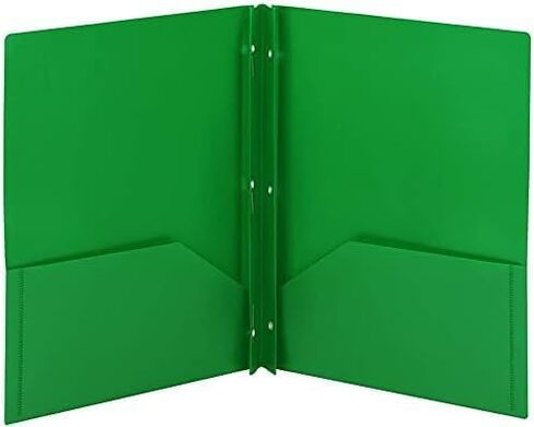 LLC Office Products Plastic Folders with 2 Pockets, Letter Size Poly Folders with 3 Metal Prongs Fastener Clips, (Orange) in Saudi Arabia
