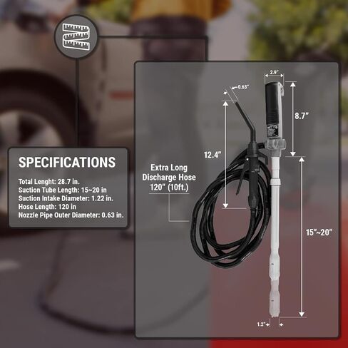 TERA PUMP - Electric Battery Powered Multipurpose Pump [ Chemical Transfer Pump, 2.1 GPM ] with Telescopic Tube For Methanol/Ethanol/DEF/Window Washer Fluids in Saudi Arabia
