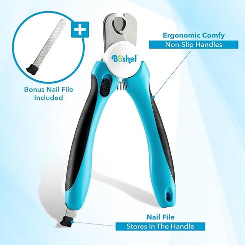 Boshel Small Dog Nail Clipper - Dog Nail Trimmer with Safety Guard, Dog Nail Clippers for Small Dogs & Cat, Razor-Sharp Dog Nail Trimmers, Puppy Toenail Cutter, Pet Nail Clippers for Dogs + Nail File in Kuwait
