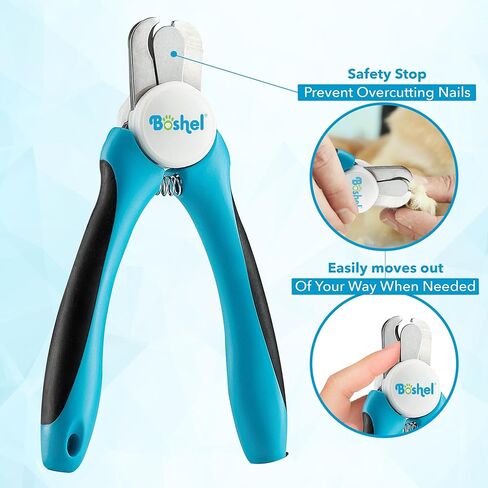 Boshel Small Dog Nail Clipper - Dog Nail Trimmer with Safety Guard, Dog Nail Clippers for Small Dogs & Cat, Razor-Sharp Dog Nail Trimmers, Puppy Toenail Cutter, Pet Nail Clippers for Dogs + Nail File in Kuwait