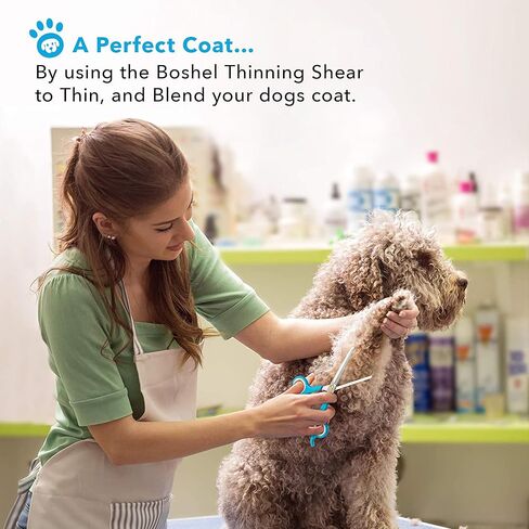 BOSHEL 2 Pc Dog Grooming Scissors for Dogs at Home, Dog Scissors for Grooming with Safety Round Tips, Professional Dog Grooming Scissors Set, Pet Grooming Shears Set for Dogs & Cats, Pet Scissors Kit in Kuwait