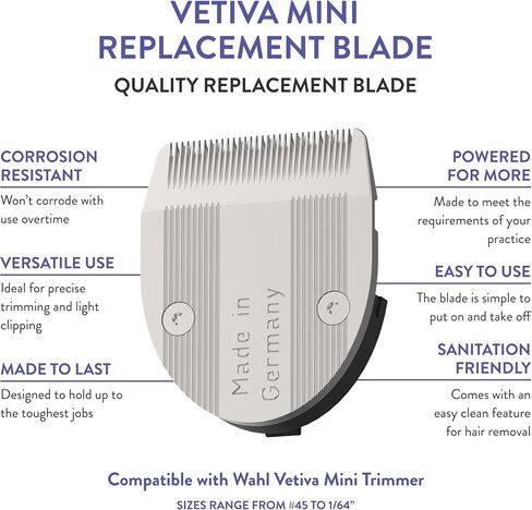 WAHL Professional Animal Vetiva Replacement Blade for The Vetiva Veterinary Mini Trimmer (02168), Silver in Saudi Arabia