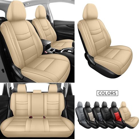 Fit Nissan X-Trail Seat Covers for Selected 2014 2015 2016 2017 2018 2019 2020 Nissan X-Trail - Odorless Leatherette Full Set Custom Seat Covers(Black) in Saudi Arabia