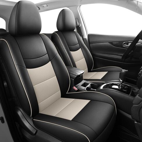Fit Nissan X-Trail Seat Covers for Selected 2014 2015 2016 2017 2018 2019 2020 Nissan X-Trail - Odorless Leatherette Full Set Custom Seat Covers(Black) in Saudi Arabia