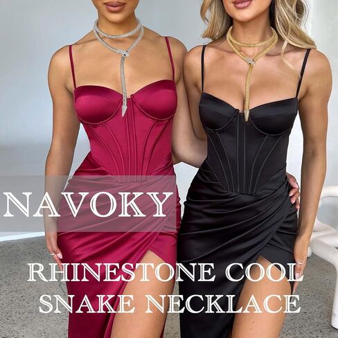 Navoky Metal Snake Necklace Rhinestone Snake Choker Crystal Collar Adjustable Jewelry for Women in Saudi Arabia