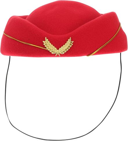 BESTOYARD Stewardess Hat Wool Cap Flight Attendant Hat Stewardess Cap for Costume Cosplay Costume Accessories (Red) in Kuwait