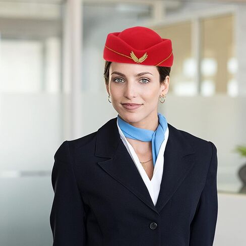 BESTOYARD Stewardess Hat Wool Cap Flight Attendant Hat Stewardess Cap for Costume Cosplay Costume Accessories (Red) in Kuwait