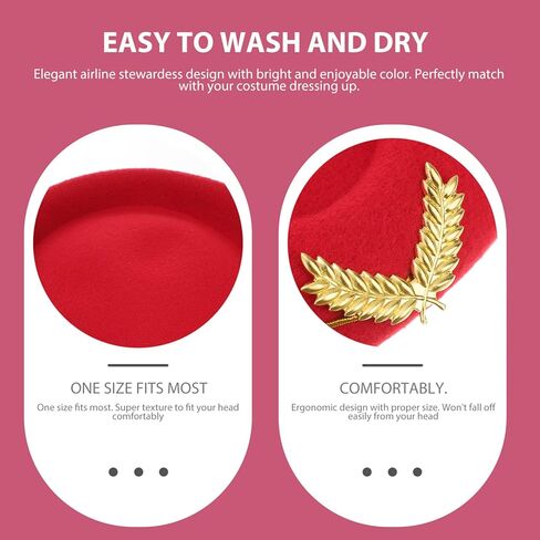 BESTOYARD Stewardess Hat Wool Cap Flight Attendant Hat Stewardess Cap for Costume Cosplay Costume Accessories (Red) in Kuwait