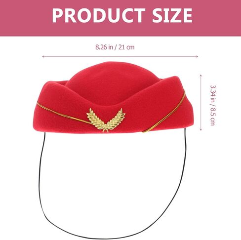 BESTOYARD Stewardess Hat Wool Cap Flight Attendant Hat Stewardess Cap for Costume Cosplay Costume Accessories (Red) in Kuwait