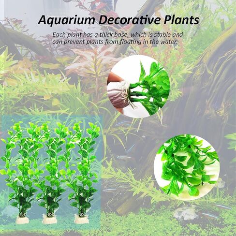 3Pcs Aquarium Plants Plastic Green, Artificial Fish Tank Plants Decorations Simulate Water Plants Aquarium Landscape for Fish Tank Decor in Saudi Arabia