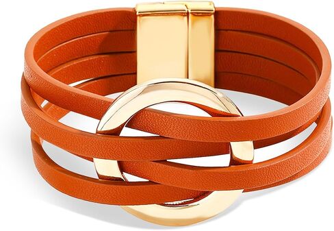 سوار جلدي للنساء من الجلد الأسود مضفر سوار بوهو متعدد الطبقات سوار جلدي ملفوف سوار الهالوين عيد الحب الذكرى السنوية هدايا عيد الميلاد in Kuwait