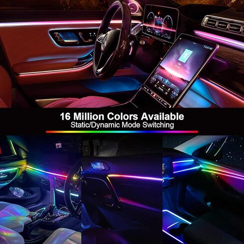 Dreamcolor Acrylic Interior Car LED Strip Light,RGB 6 in 1 Ambient Lighting Car with Wireless APP,175 Inches 600 LED Music Sync Car Led Lights Kits,16 Million Car Interior Lights in Saudi Arabia