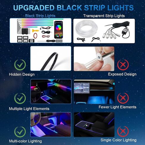 Dreamcolor Acrylic Interior Car LED Strip Light,RGB 6 in 1 Ambient Lighting Car with Wireless APP,175 Inches 600 LED Music Sync Car Led Lights Kits,16 Million Car Interior Lights in Saudi Arabia