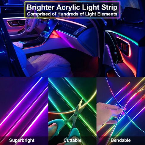 Dreamcolor Acrylic Interior Car LED Strip Light,RGB 6 in 1 Ambient Lighting Car with Wireless APP,175 Inches 600 LED Music Sync Car Led Lights Kits,16 Million Car Interior Lights in Saudi Arabia
