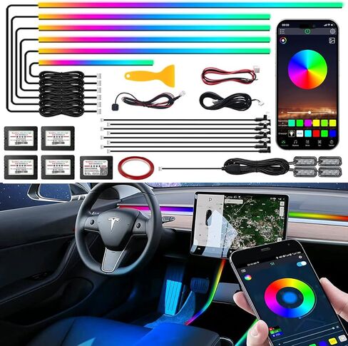 Dreamcolor Acrylic Interior Car LED Strip Light,RGB 6 in 1 Ambient Lighting Car with Wireless APP,175 Inches 600 LED Music Sync Car Led Lights Kits,16 Million Car Interior Lights in Saudi Arabia