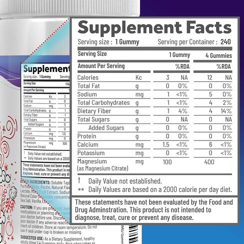 Magnesium Citrate Gummies - Sugar-Free, Vegan and Non-GMO for Better Sleep and Relaxation - No Sugar Alcohol - Magnesium Supplement for Adults, Teens and Kids - Mixed Berry - 240 Chews in Saudi Arabia