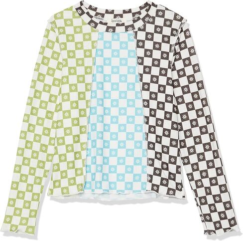 Speechless Girls' Long Sleeve Checkered Colorblock Top in Saudi Arabia